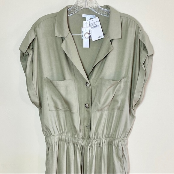 Abound Short Sleeve Button Front Twill Jumpsuit - Picture 4 of 7